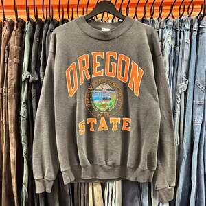 Vintage 90s Oregon State University Sweatshirt, Large, Faded Black Crewneck